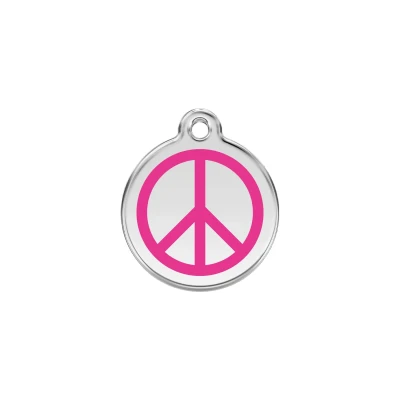 Afbeelding van Peace Hot Pink roestvrijstalen hondenpenning small/klein dia. 2 cm RedDingo