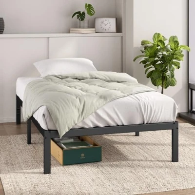Afbeelding van Zinus Elias Bedframe, 90 x 190 cm, hoogte 36 met opbergruimte onder het bed, platformbed van metaal, zwart