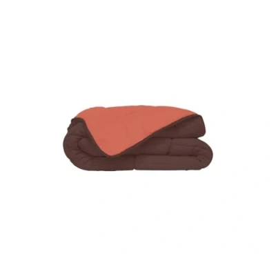 Afbeelding van Bedrukt Dekbed Hoesloos Wasbaar Zonder Overtrek Lits Jumeaux Zelesta® Easybed Chocolade &amp; Koraal 240x220cm