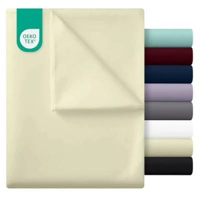 Afbeelding van Utopia Bedding Bedlaken voor tweepersoonsbed (225 x 255 cm, beige) zachte geborstelde microvezelstof, bed 135 190 cm