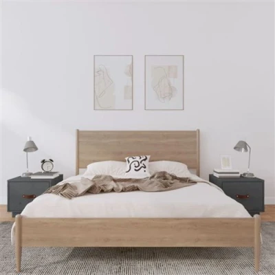 Afbeelding van Nachtkastjes 2 st 40x34x35 cm massief grenenhout grijs