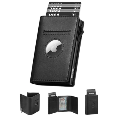 Afbeelding van YESIIW AirTag Leren herenportemonnee met RFID blokkering en creditcardhouder muntvak geldclip, B 007, Modern