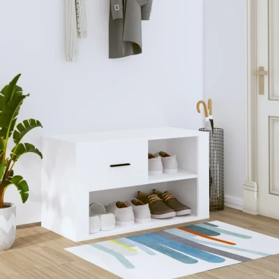 Afbeelding van Schoenenkast 80x35x45 cm bewerkt hout wit