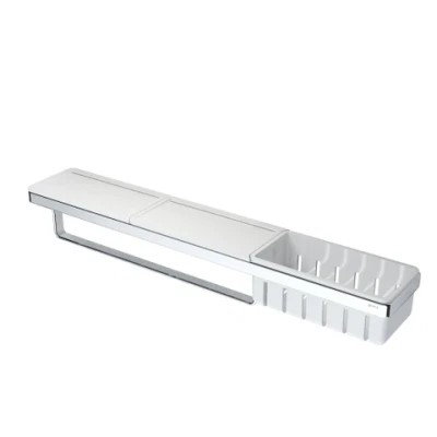 Afbeelding van Geesa Frame Planchet met handdoekrek en douchemand Wit / Chroom