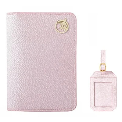 Afbeelding van Lychii Paspoorthouder, voor dames en heren, PU leer, reisportemonnee, organizer creditcards, ID kaart reisdocumenten, Roze Set, Small, nan
