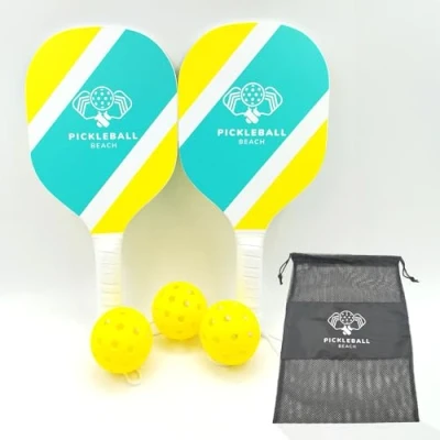 Afbeelding van Pickleball Pro® Set 2 houten rekken + 3 ballen Officiële Pickle Ball Kit met Draagtas inbegrepen Beach, Outdoor, Sport Game Kinderen &amp; Volwassenen Games 100% Fun OriginalCorner®