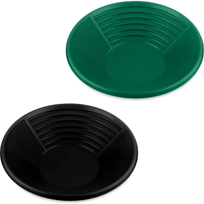 Afbeelding van Relaxdays goudpan set van 2 kunststof 8x38 cm goudwaspan zwart groen