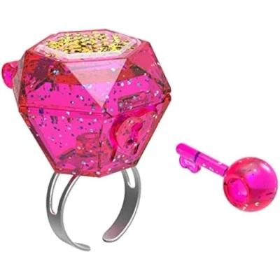 Afbeelding van Funlockets, mysterieuze ring met bedels en pailletten, willekeurig model, sieraden, roze,