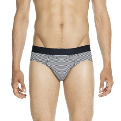 Afbeelding van HOM Simon mini briefs HO1 (1 pack) herenslip met horizontale gulp donkerblauw gestreept Maat: M
