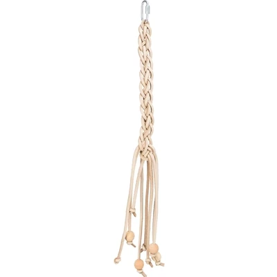 Afbeelding van Trixie Speelgoed Veters Leer Met Houten Kralen Naturel 50 CM