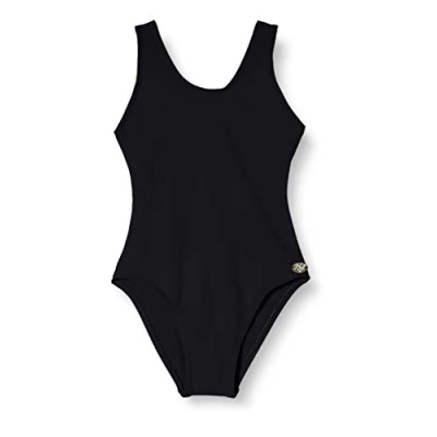 Afbeelding van Badpak voor Baby Meisje Eén Stuk UPF 50+ UV Rashguard met Rits patroon in zwart witte stippen Maat 92 98 cm (24 36 M)