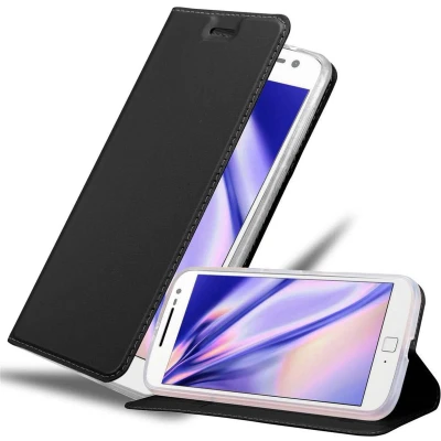 Afbeelding van Cadorabo Hoesje geschikt voor Motorola MOTO G4 / PLUS in CLASSY ZWART Beschermhoes met magnetische sluiting, standfunctie en kaartvakje Book Case Cover Etui