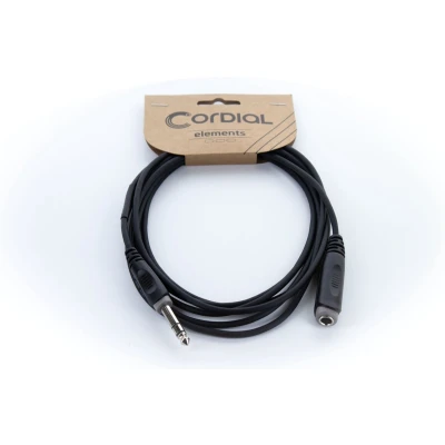 Afbeelding van Cordial 14826 Jackplug Audio Aansluitkabel [1x male 6,3 mm (stereo) 1x female (stereo)] 10 m Zwart PVC mantel, Verdraaid