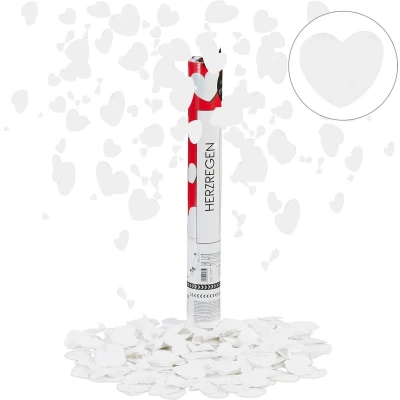 Afbeelding van Relaxdays confetti kanon groot hartjes party popper 40 cm papier bruiloft