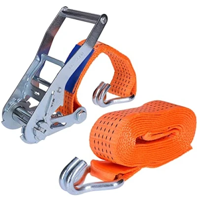 Afbeelding van Ratel sjorband, 2 stuks, 5000 daN, dubbele puntige haak DIN EN12192 2, GS getest (5 ton, 6 meter)