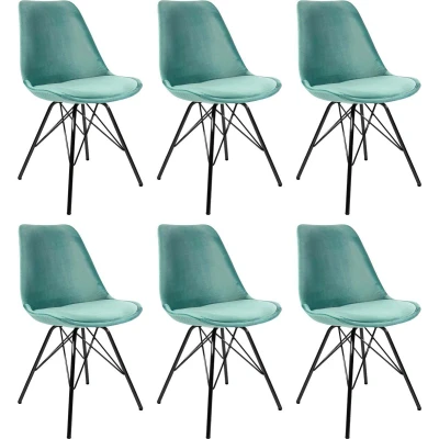 Afbeelding van Kick kuipstoel Velvet mintgroen zwart frame set van 6