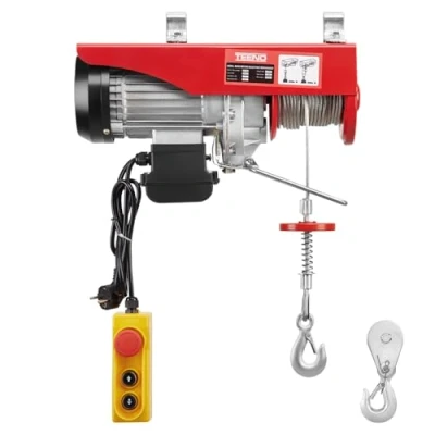 Afbeelding van TEENO elektrische takel 1450 W, overbelasting, lier, 220 V, 20 m, enkele en dubbele ophanging 400 kg/800 kg