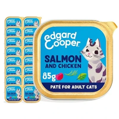 Afbeelding van Edgard &amp; Cooper Kattenvoer Graanvrij Natvoer voor Katten Gesteriliseerde of Actieve Kat Natuurlijke Heerlijke PatÃƒÂ© 85g x 16 Verse Zalm Kip, Smakelijk en Uitgebalanceerd, Vers Vlees