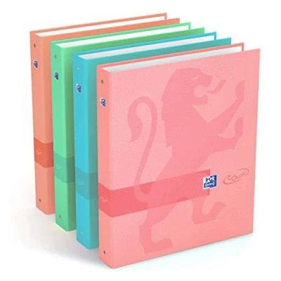 Image de OXFORD Classeur Touch A4XL Dos 40mm 4 Anneaux Ronds Couverture Carte Pelliculée Coloris Assortis