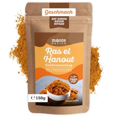 Afbeelding van Ras el Hanout (150 g) gedroogde kruidenmix met huishouden aromatische en heerlijke oosterse specerijen, ideaal om te koken