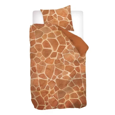 Afbeelding van Snoozing Amin Dekbedovertrek Flanel Eenpersoons 140x200/220 cm + 1 sloop) Oker