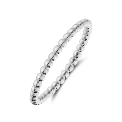 Afbeelding van Lucardi Dames Stalen Ring bolletje 3mm Staal Zilver 15 / 47 mm