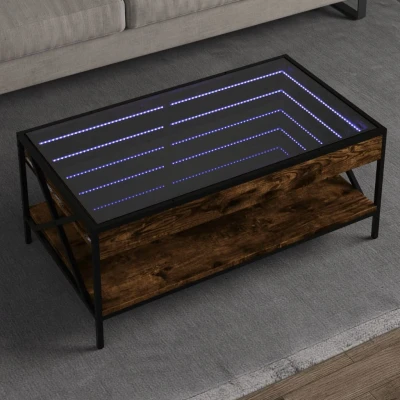 Afbeelding van Salontafel met Infinity LED 90x50x38 cm gerookt eikenkleurig