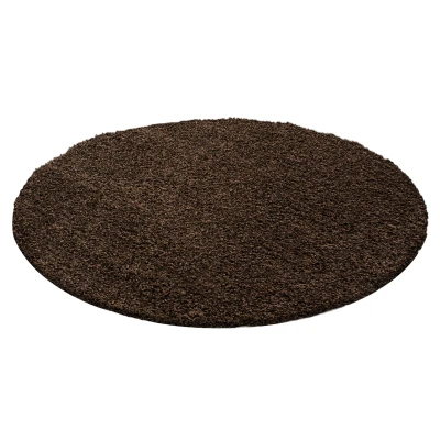 Afbeelding van Basic Shaggy vloerkleed Bruin Hoogpolig 120 cm rond