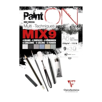 Afbeelding van Paint On mixed media blok A6 assorti mix 9