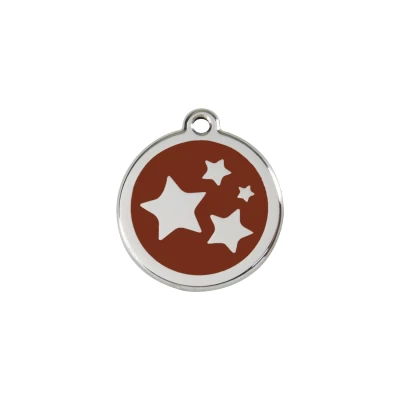 Afbeelding van Star Brown roestvrijstalen hondenpenning small/klein dia. 2 cm RedDingo
