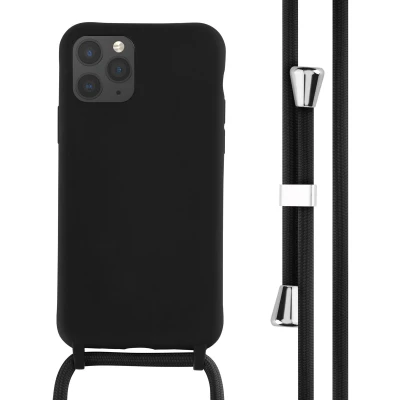 Afbeelding van iMoshion hoesje Geschikt voor iPhone 11 Pro met koord Siliconen design Zwart / Dandelion Black