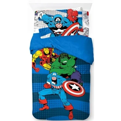 Afbeelding van Marvel Comics Avengers 100% Coton Ensemble Lit Simple 3 Pièces Collection Superhéros Comprend Housse de Couette, Drap &amp; Taie d’Oreiller
