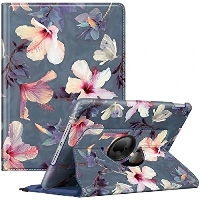 Afbeelding van Fintie Hoes voor iPad 10.2 inch 9. Generatie / 8. Gen 7. (Modell 2021/2020/2019) met Pencil Houder, 360 Graden Roteren Stand Beschermhoes Automatische Slaap waak Functie, Bloeiende Hibiscus