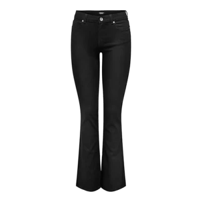 Image de ONLY Jean évasé ONLBLUSH pour femme, taille moyenne, évasé, noir, M / 32L