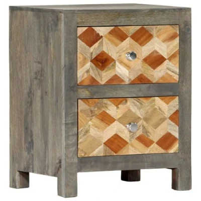 Afbeelding van Nachtkastje 40x30x50 cm massief mangohout grijs