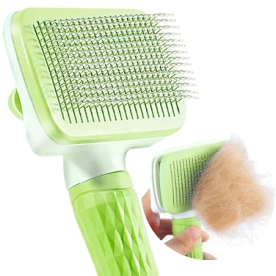 Afbeelding van ACE2ACE brosse pour chien animaux de compagnie, chat, chien, chat poils longs et courts, propres compagnie avec un bouton, vert
