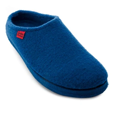 Afbeelding van Andrés Machado Pantoffels voor dames en heren de winter slippers AM001 stof viltvoering rubberen loopzool kleine grote maten 26 tot 50, Blauw