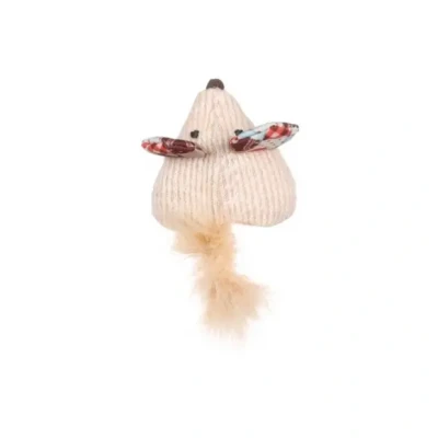 Afbeelding van Flamingo Vinta Muis + Veer Kattenspeelgoed Beige