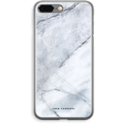 Afbeelding van Case Company® hoesje geschikt voor iPhone 8 Plus Witte marmer Soft Cover Telefoonhoesje Bescherming aan alle Kanten en Schermrand