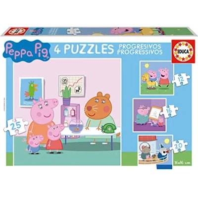 Afbeelding van Educa puzzel voor kinderen progressieve Peppa Pig met 12/16/20/25, kinderen, ontwikkeling, wendbaarheid en plezier jongens meisjes (16817)