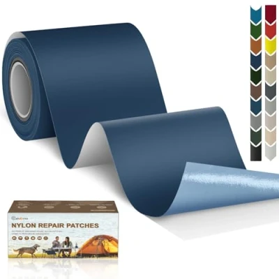 Afbeelding van Cahomo Nylon reparatiepatches, zelfklevend, waterdicht, voor jassen, tenten, bovenkleding, 7,6 x 200 cm, donkerblauw