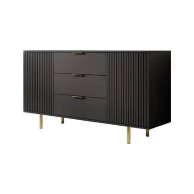 Afbeelding van Meubella Dressoir Nicola Mat zwart 150 cm