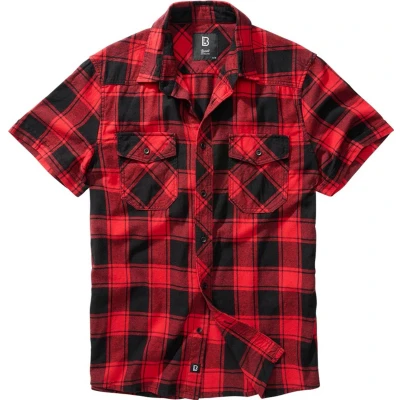 Afbeelding van Brandit Checkshirthalfsleeve Overhemd, Heren, Maat: XL, Redblackwhite