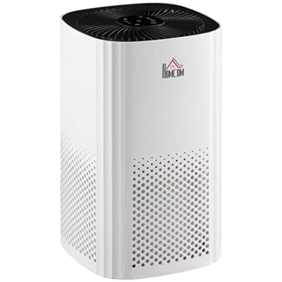 Afbeelding van HOMCOM HEPA luchtreiniger, ionisator, CADR 225 m3/uur, stille slaapmodus, timer, 4 snelheden, 25 W, wit