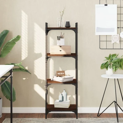 Afbeelding van Boekenkast 4 laags 40x30x120 cm bewerkt hout bruineikenkleurig