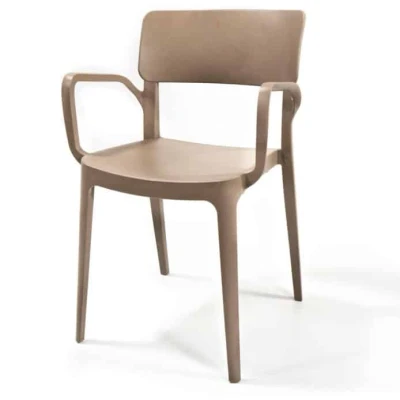 Afbeelding van Stapelbare kantinestoel met armleggers 0102 Beige