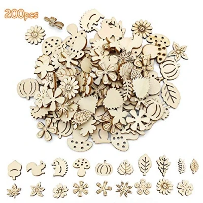 Afbeelding van Dylan EU 200 stuks kleine houten schijven voor doe het zelf decoratie, handwerk, tafeldecoratie, kerstdecoratie, scrapbooking