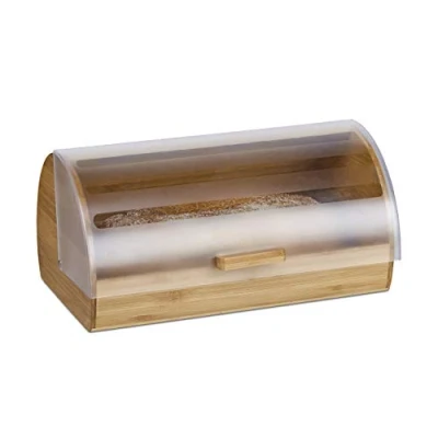 Afbeelding van Relaxdays Broodtrommel bamboe uittrekbare lade landhuis 38 cm gebak natuur h x b d 19 26 cm, hout, naturel