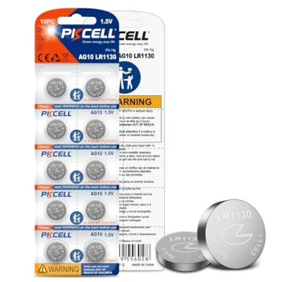 Afbeelding van AG10 LR1130 alkaline knoopcelbatterijen voor muziekboeken, horloges, speelgoed, lange levensduur, 10 stuks PKCELL