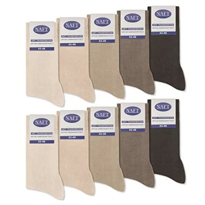 Afbeelding van 10 paar sokken voor heren en dames, 100% katoen, comfortabel, ademend, naadloos, 6 x beige, 2 olijfgroen, bruin